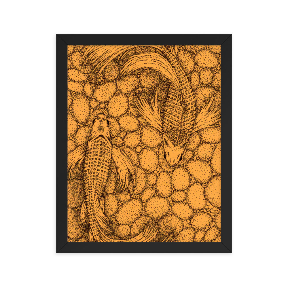 Stippled Koi - Framed Print