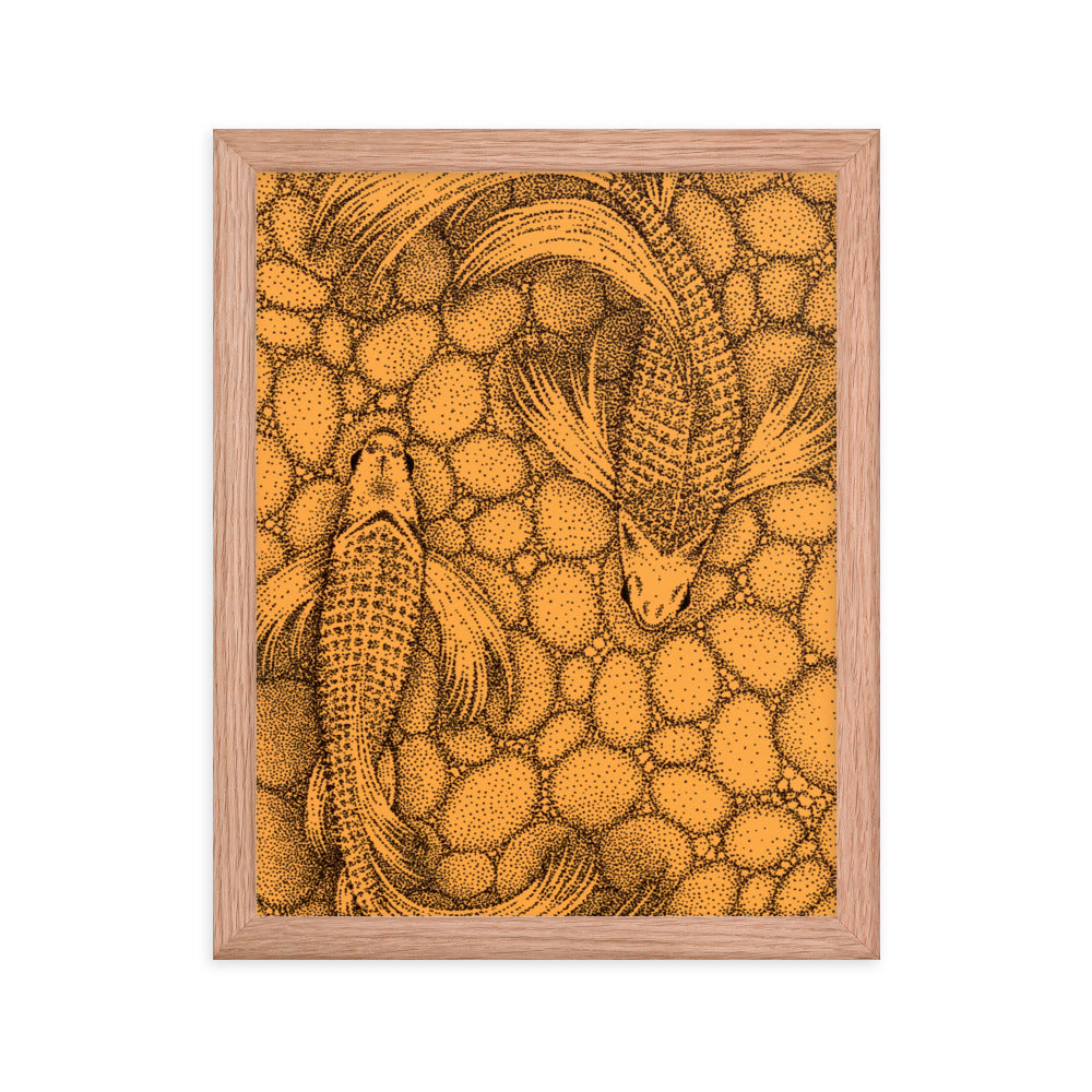 Stippled Koi - Framed Print