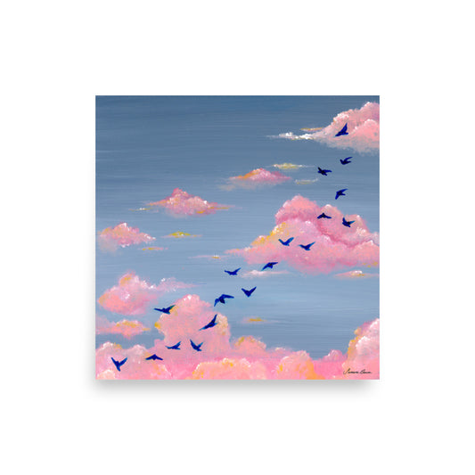 Pink Clouds & Birds - Print
